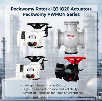 Actuadores eléctricos de bola OEM a prueba de explosiones de la serie Peckwomy PWMON, pantalla de medios de Gas, actuadores Rotork IQ3 IQ20 reemplazables