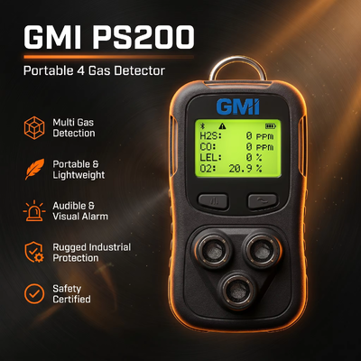GMI PS200 PS500 Detector de gas múltiple portátil 4 Monitor de gas Instrumento de detección de gas de seguridad personal