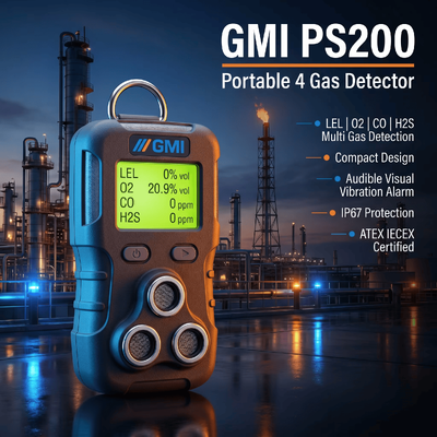 GMI PS200 PS500 Monitor de gas personal portátil 4 Sensor de gas Detección de seguridad de gas de aceite Detector de gas