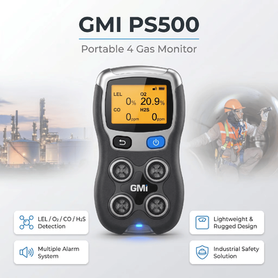 GMI PS200 PS500 Detector de gas portátil H2S CO O2 Monitor de gas combustible Detector de gas de seguridad industrial