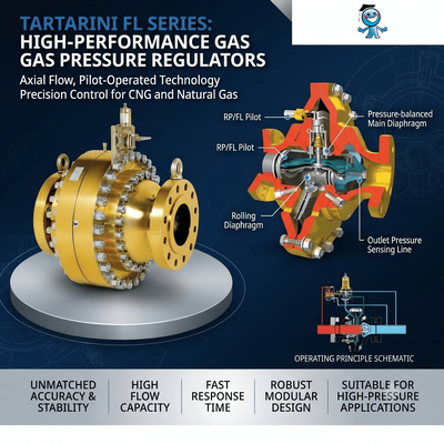 Emer-son Tartarini FL Series Pilot Operated Gas Pressure Reducing Valve Natural Gas Distribution Gas Pressure Regulator