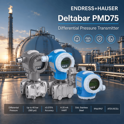 Sensor de presión diferencial Endress+Hauser Deltabar PMD75 HART 4-20mA, transmisor de presión diferencial, instrumento de proceso E+H