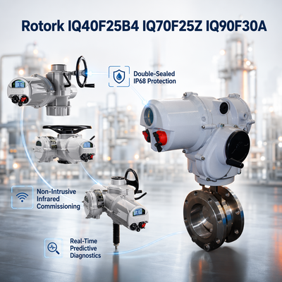 Nuevo actuador de válvula eléctrico inteligente multi-vuelta Rotork IQ40F25B4 IQ70F25Z IQ90F30A, 1000-2000Nm, IP68 no intrusivo