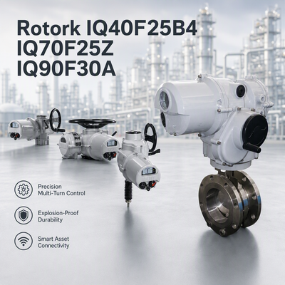 Rotork IQ40F25B4 IQ70F25Z IQ90F30A Actuador eléctrico de cuarto giro 1000-2000Nm IP68 para el sistema de control industrial de válvula de mariposa