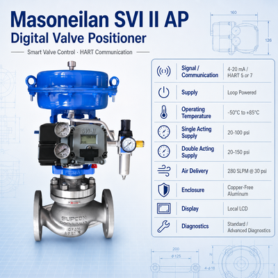 Posicionador de Válvula de Control Masoneilan SVI2 HART SVI II AP Posicionador Digital de Válvula de Rendimiento Avanzado