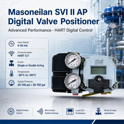 Auto Tune Digital Valve Positioner Masoneilan SVI2 AP Diagnostics 4-20mA Non-contact Position Sensing Valve Positioner