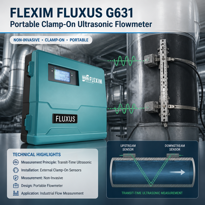 Flexim FLUXUS G631 BA ST EE Contador de flujo portátil con sujeción por ultrasonidos