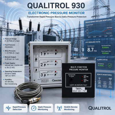 Dispositivo de monitorización de la presión del transformador Qualitrol 930 Múltiples sensores Monitor de presión Alarma de presión Monitor de salida