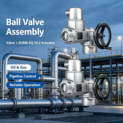 Actuador AUMA SQ 14.2 de alta calidad para giro parcial 800-2400Nm, actuador de válvula AC trifásico, apertura-cierre, IP68
