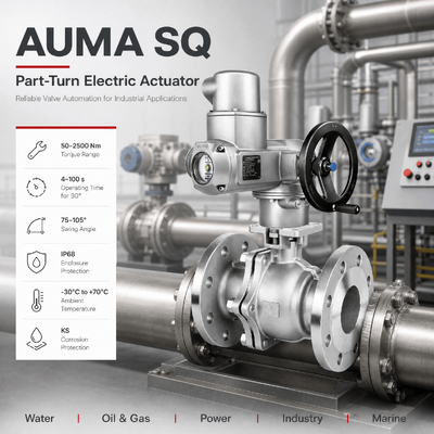 Actuador de Válvula Eléctrica AUMA SQ, Actuador Eléctrico de Giro Parcial, Actuador de Válvula de Mariposa Eléctrica, Actuador de Válvula Industrial