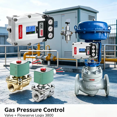 Paquete de control de precisión con válvula solenoide ASCO y posicionador digital Flowserve Logix 3800