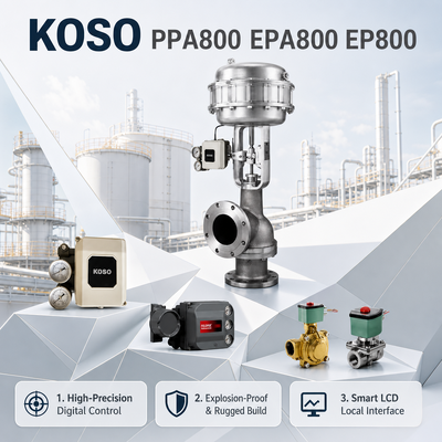 KOSO OEM Posicionador de válvulas eléctrico neumático inteligente PPA800 EPA800 EP800 4 20mA IP66 Gas de aceite de acción única doble