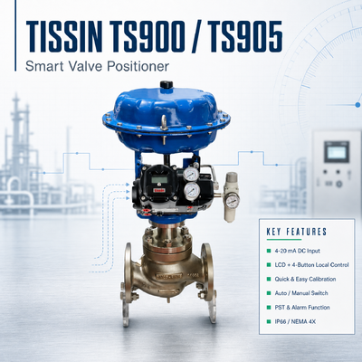 Posicionador de Válvula Inteligente Tissin TS900 TS905 4-20mA HART Posicionador de Válvula de Control Digital de Acero Inoxidable