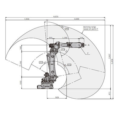 Carga útil 210kg del montaje del piso que suelda con autógena el brazo del robot de 6 AXIS