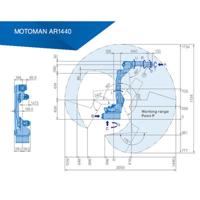 brazo del robot de los soldadores AR1440 Yaskawa del arco de la carga útil 12kg de 1440m m
