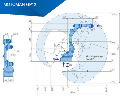 6 selección de Yaskawa GP12 1.5KVA de las hachas y brazo del robot del lugar