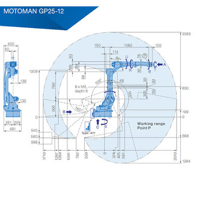 Brazo del robot de la carga útil 2010m m 6 AXIS de Yaskawa GP25-12 12kg