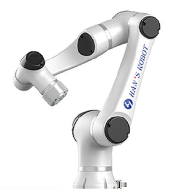 Brazo colaborativo del robot con 6 el eje Hans E5 y uso para soldar con autógena y moler del robot de soldadura de mig