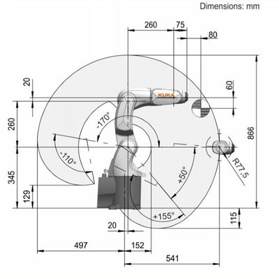 Pequeño robot de la manipulación de materiales del eje del funcionamiento 6 del top del KR 3 AGILUS del robot industrial de KUKA