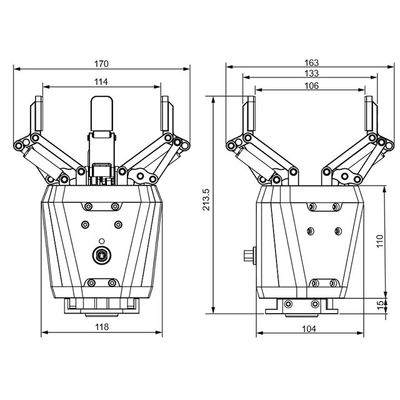 Partido chino del cepo de la marca DH-ROBOTICS con el brazo colaborativo del robot