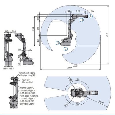 6 alcance 1440m m de la carga útil 12kg del brazo GP12 del robot de AXIS para material dando Matecurate rápido y exacto robot que da material