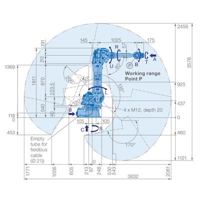 6 alcance 2061m m de la carga útil 50kg del brazo GP50 del robot de AXIS para dar material