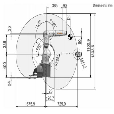 La carga útil R700-2 6.8kg del KR 6 alcanza el robot que empalieta de 726m m 6 AXIS