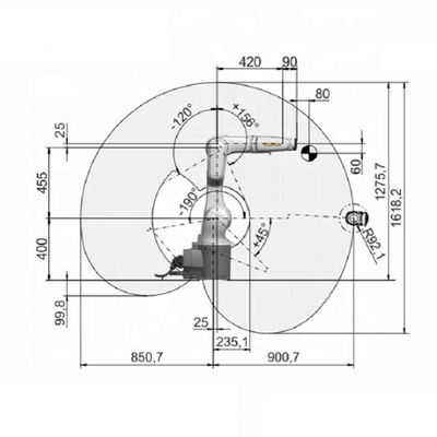 La carga útil R900-2 6.7kg del KR 6 alcanza la soldadura robótica de 901m m 6 AXIS