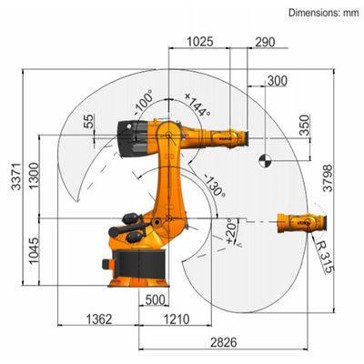 La carga útil R2830 729kg del KR 600 alcanza el robot que empalieta de 2826m m 6 AXIS