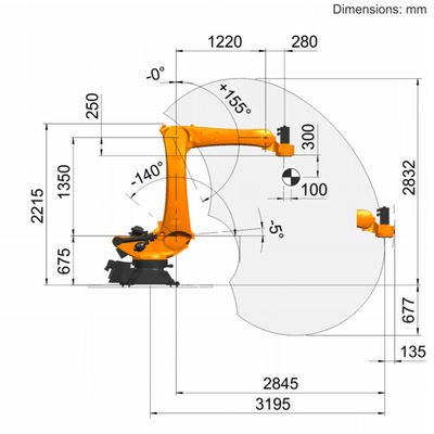 Robot que empalieta del alcance 3195m m de la carga útil 120kg del PA R3200 5 AXIS del KR 120