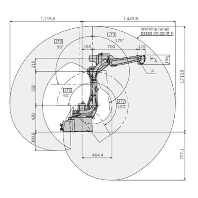 La carga útil fácil 6kg de AXIS de la gestión 6 de BA006N alcanza el robot de la soldadura al arco de 1445m m
