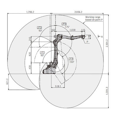 Robot fácil de la soldadura al arco de la gestión del alcance 2036m m de la carga útil 6kg de BA006L 6 AXIS
