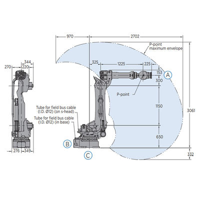 Manipulación de materiales con la carga útil 180KG del brazo robótico robot industrial de MH180 y de 6 AXIS