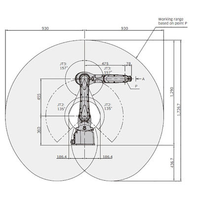 La carga útil 7kg de RS007L alcanza 930m m 6 brazo del robot industrial de AXIS del diseño compacto 6 de AXIS