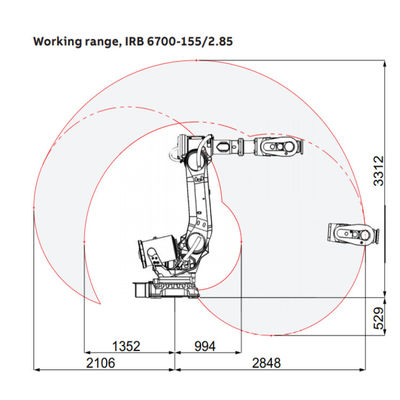 IRB6700 eficiente y flexible con el brazo del robot de la carga útil 155KG para la máquina de la selección y del lugar