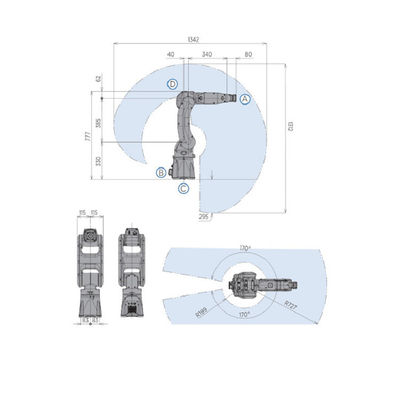 Eficacia alta GP8 con el robot industrial del manipulante robótico del brazo de la carga útil 8KG como equipo de manipulación de materiales