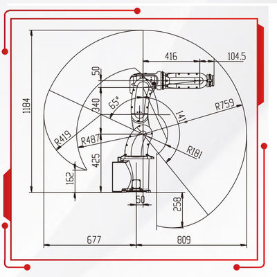 Robot industrial del alcance de la carga útil 759M M de Mini With 7KG del brazo del robot de la alta exactitud como robot de la selección y del lugar