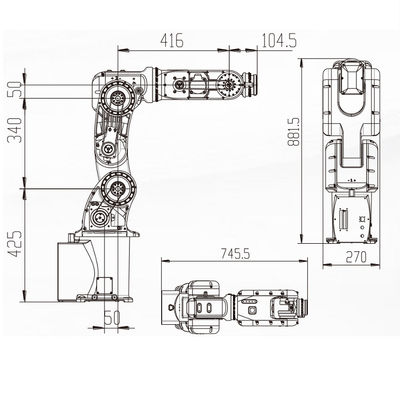 Robot industrial del alcance de la carga útil 759M M de Mini With 7KG del brazo del robot de la alta exactitud como robot de la selección y del lugar
