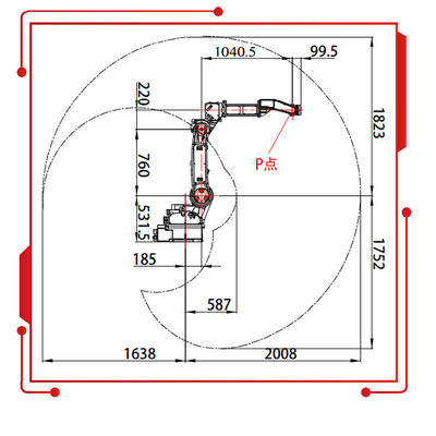 SF6-C2080 con 10KG el brazo robótico del alcance de la carga útil 2080M M como el robot industrial y robot de soldadura