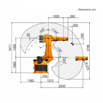 6 robot industrial robótico industrial del KR 500 R2830 Kuka del brazo de AXIS con la carga útil clasificada del robot industrial de 500 kilogramos