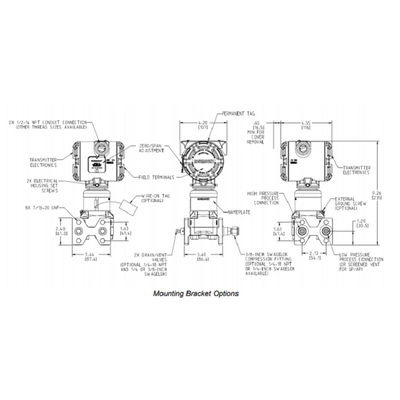 Transmisor de presión diferenciada calificado nuclear del transmisor de presión ROS-Emount 3152N con Emerson Pressure Transmit