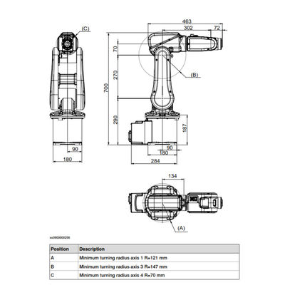 Brazo robótico industrial de ABB IRB 120 6 AXIS para la carga útil flexible y compacta del brazo del robot industrial de la producción 3 kilogramos