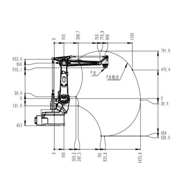 Brazo robótico de 6 AXIS que pinta TKB4600-12KG-1435mm para la pintura como robot de pintura