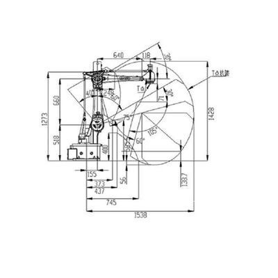 Manipulación del brazo robótico industrial 4 AXIS del robot SF15-K1538 como robots industriales