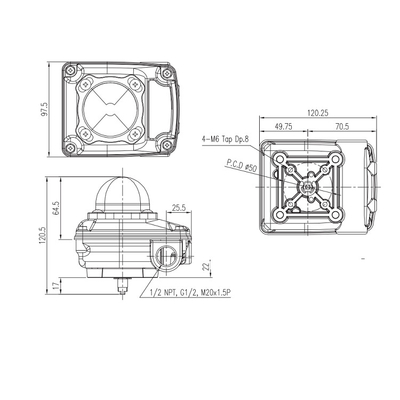 Caja de interruptor de límite de YT-850M Steel Pneumatic Parts para la válvula
