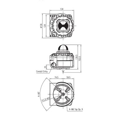 Caja de interruptor de límite de YT-850M Steel Pneumatic Parts para la válvula