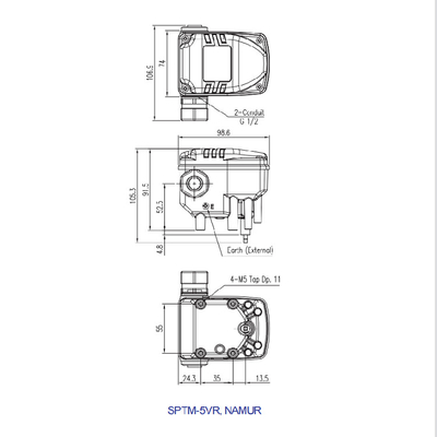Piezas neumáticas eléctricas elegantes del transmisor de posición de la válvula de control de SPTM-5V