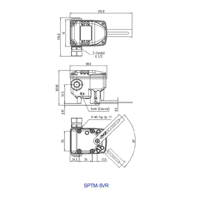 Piezas neumáticas eléctricas elegantes del transmisor de posición de la válvula de control de SPTM-5V