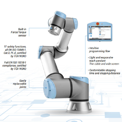 Brazo robótico industrial de Ur3 Cobot con el sistema visual de Cognex del agarrador RG6