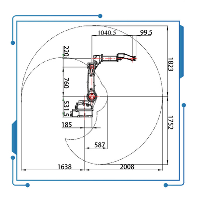 6 robot GBS6-C2080 de la soldadura al arco del chino GBS de AXIS con la soldadora de Ehave CM350AR